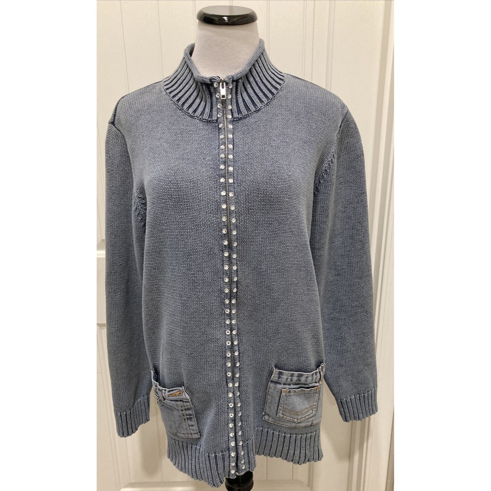 Quacker Factory Large Denim Style Jean Pockets Sw… - image 2